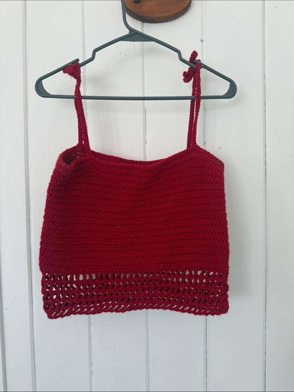 crocheted red top